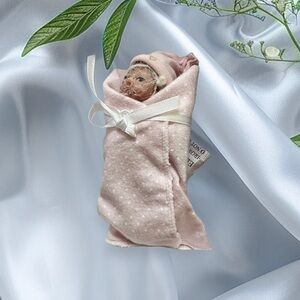 The Ashton Drake Adorable Pink Baby Doll with Blanket”Handful Of Love”